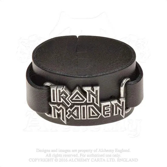 Iron Maiden Logo Leather Wriststrap Bracelet