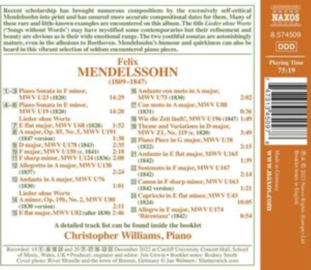 Mendelssohn: Piano Rarities
