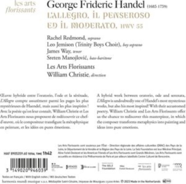Handel: L'allegro, Il Penseroso Ed Il Moderato