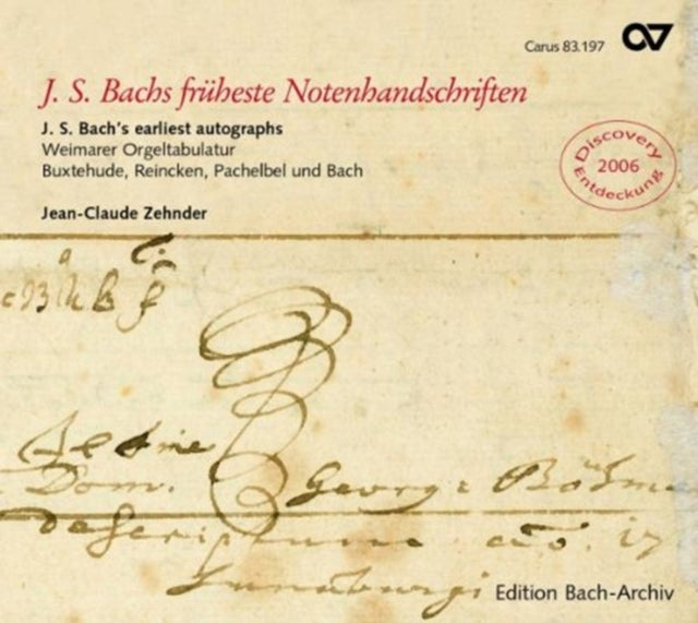 J.s. Bach's Earliest Autographs (Zehnder)