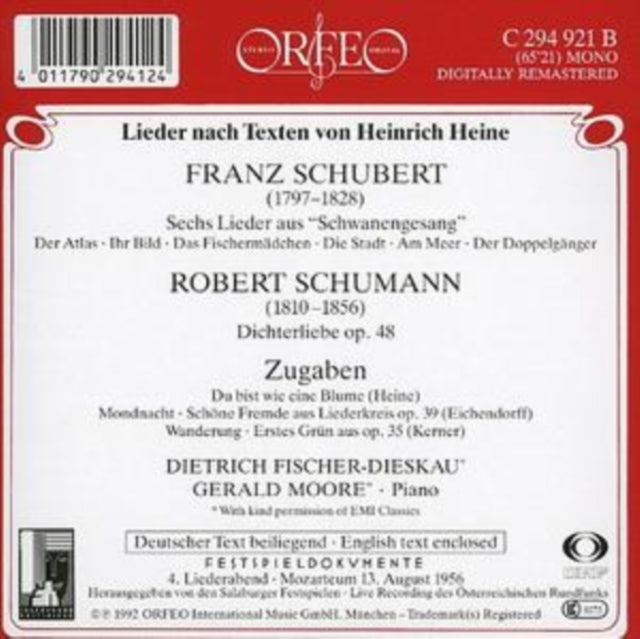 Schwanengesang/dichterliebe (Fischer-dieskau, Moore)