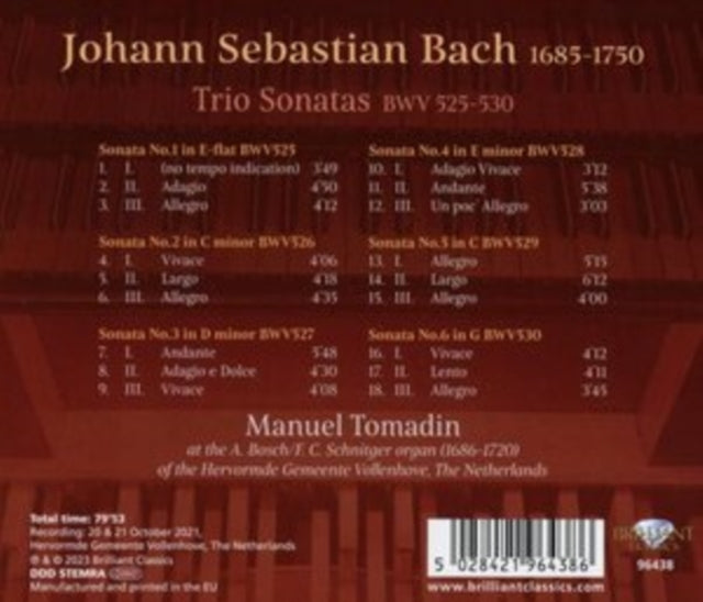 J.S. Bach: Trio Sonatas, BWV525-530