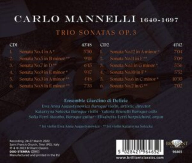 Carlo Mannelli: Trio Sonatas, Op. 3