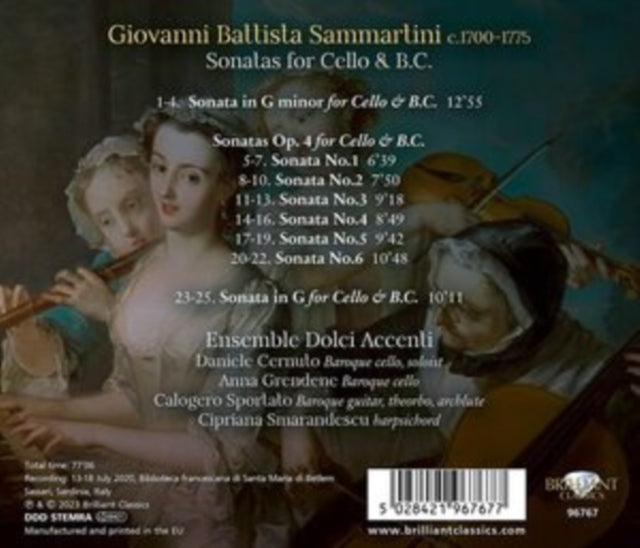 Giovanni Battista Sammartini: Sonatas for Cello & B.C.