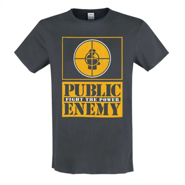 Public Enemy - Yellow Fight The Power Amplified Small Vintage Charcoal T Shirt