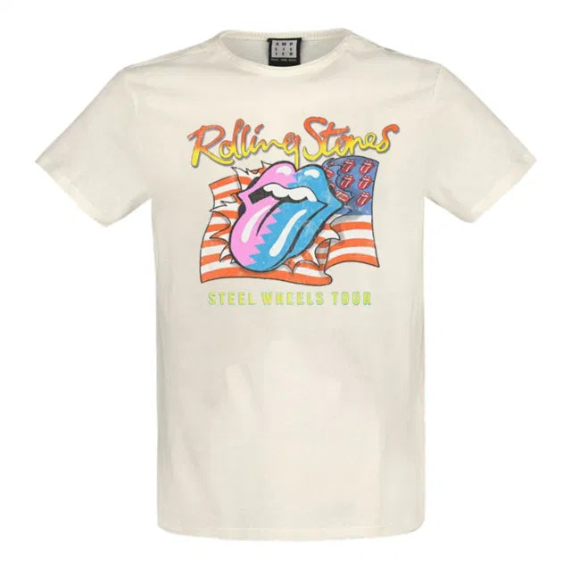 Rolling Stones - Steel Wheels Amplified Medium Vintage White T Shirt