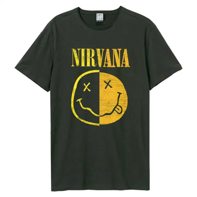 Nirvana - Spiced Smiley Amplified Vintage Charcoal Medium T Shirt