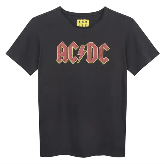 AC/DC - Logo Amplified Vintage Charcoal Kids T-Shirt 11/12 Years