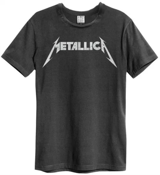 Metallica Logo Amplified Vintage Charcoal Large T Shirt