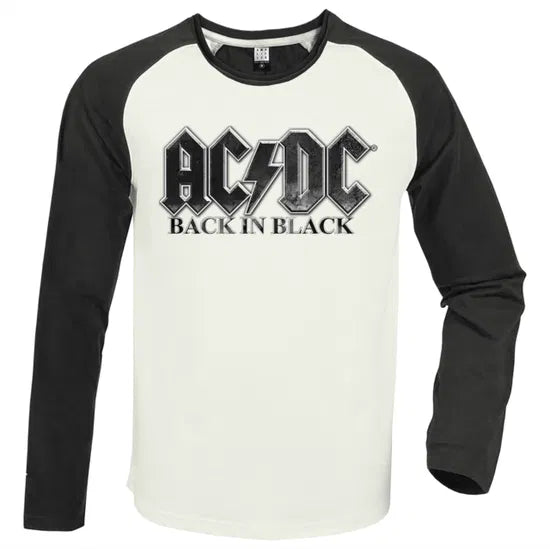 Ac/Dc Back In Black Vintage White / Charcoal X Lxrge Baseball Jersey