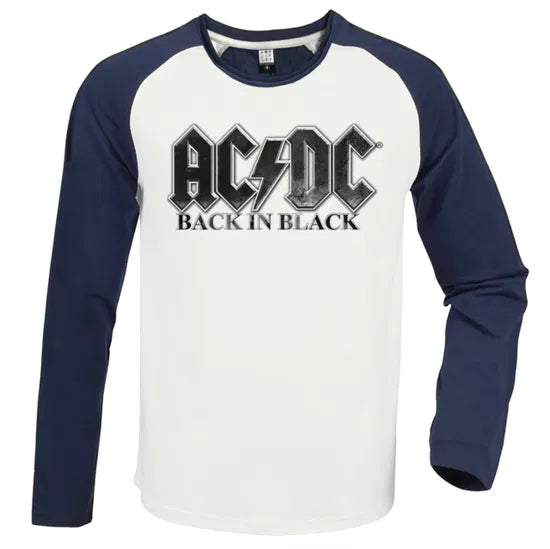 Ac/Dc Back In Black Vintage White / Navy Mediem Baseball Jersey
