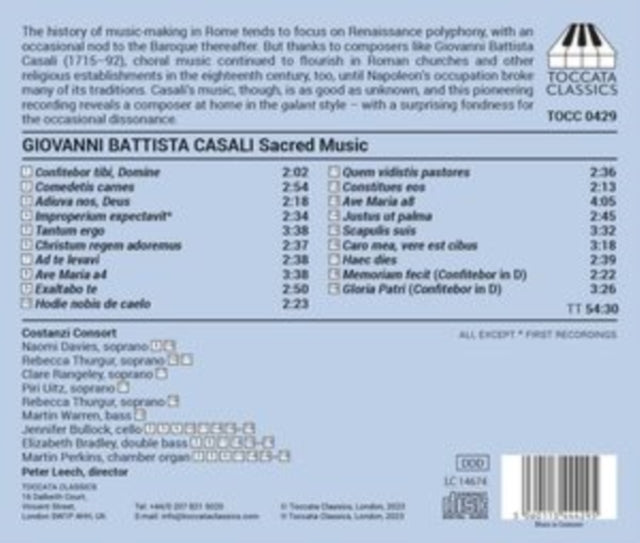 Giovanni Battista Casali: Sacred Music from Eighteenth-century...