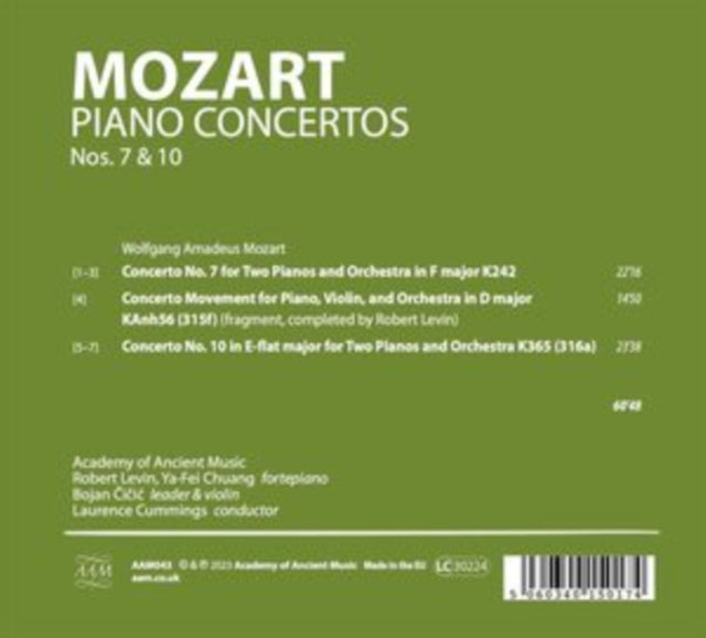Mozart: Piano Concertos, K242/K315f/K365