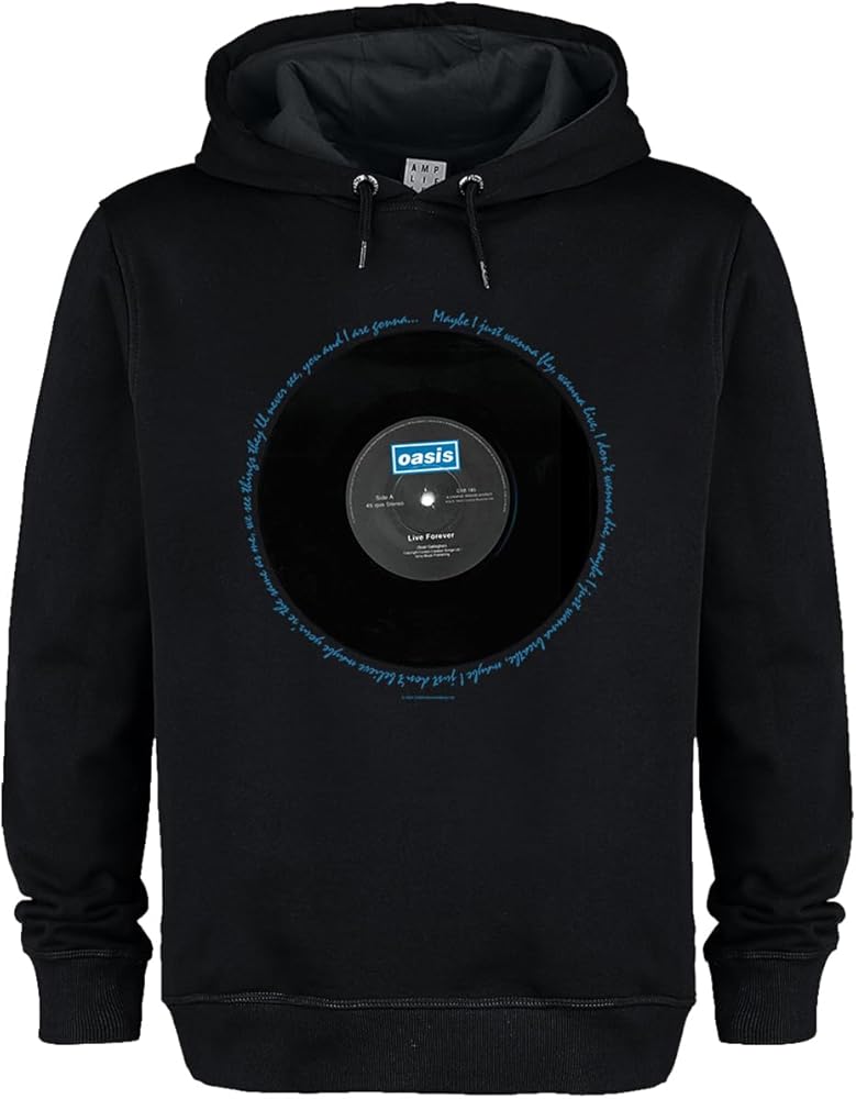 Oasis Live Forever Lyrics Amplified Black XL Large Hoodie