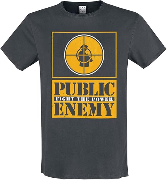 Public Enemy - Yellow Fight The Power Amplified Vintage Charcoal Medium T Shirt