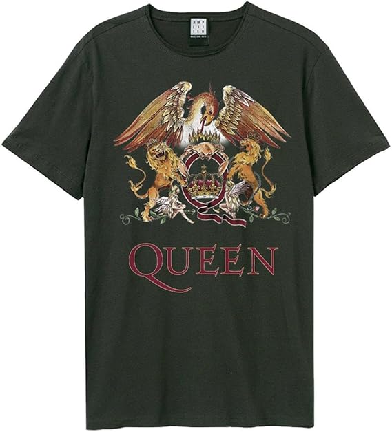 Queen Royal Crest Amplified Vintage Charcoal X Large T Shirt