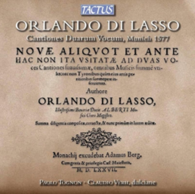 Orlando Di Lasso: Cantiones Duarum Vocum, Munieh 1577
