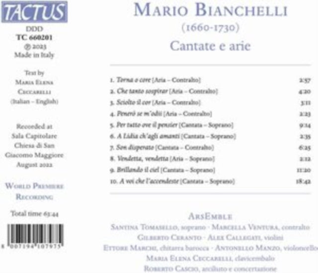 Mario Bianchelli: Cantate E Arie