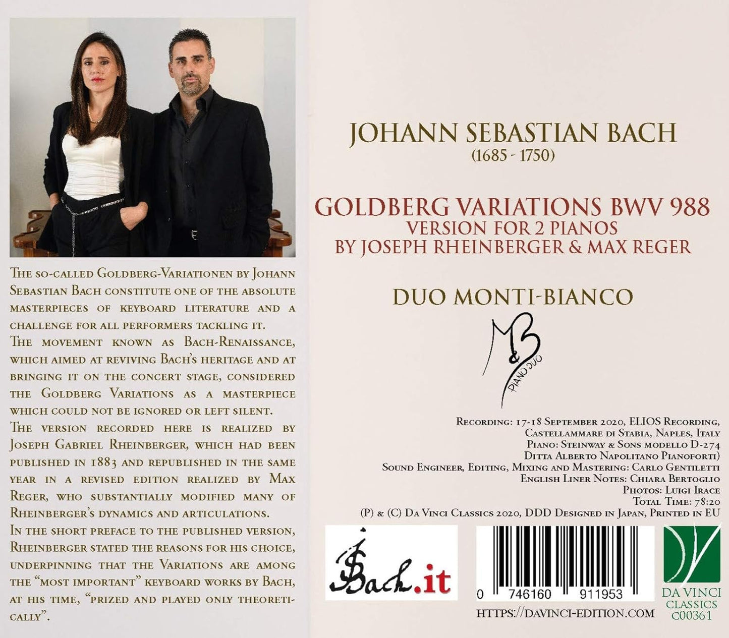 Bach: Goldberg Variations Bw 988. Version For 2 Pianos