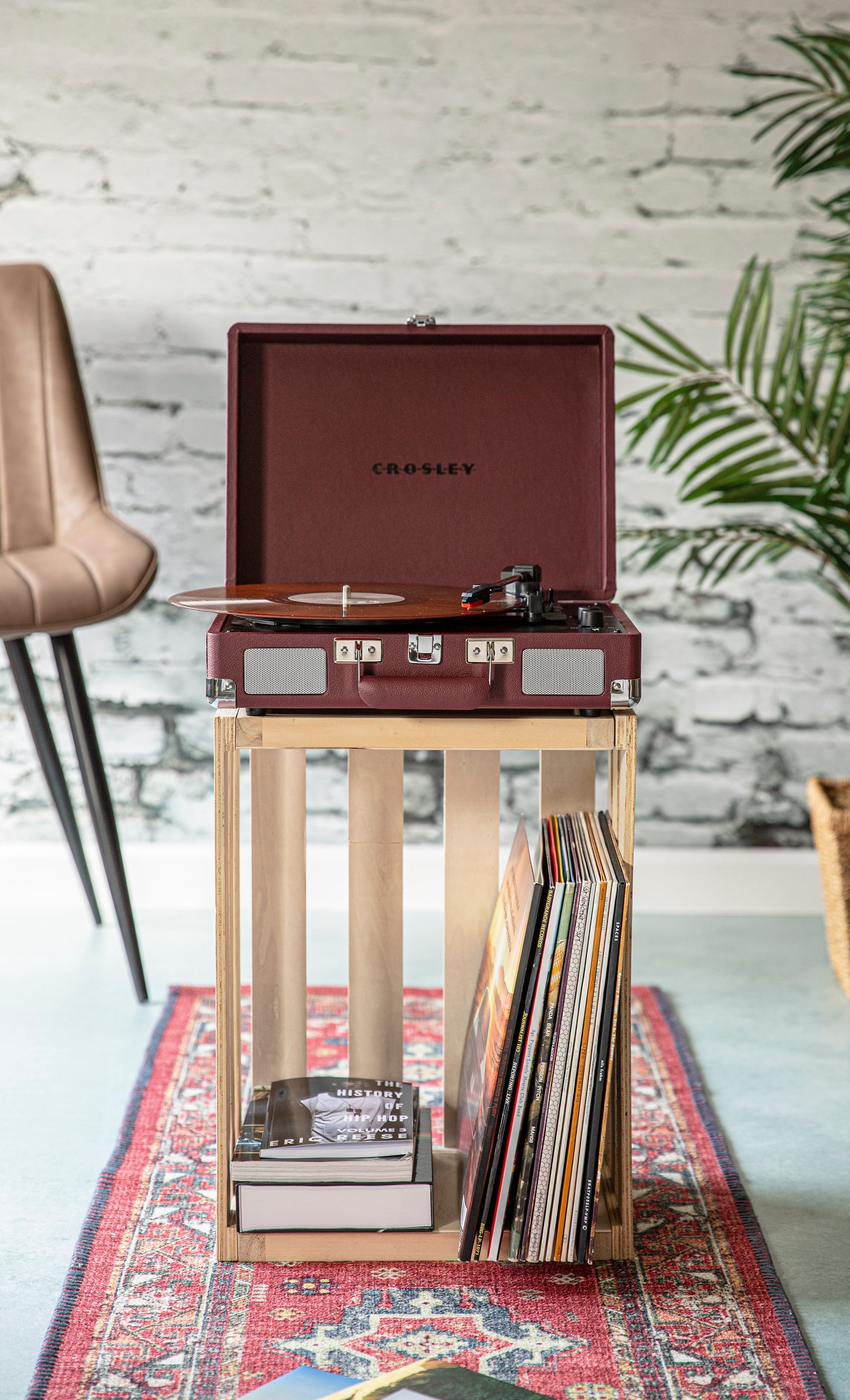 Cruiser Plus Deluxe Portable Turntable (Burgundy)- Now With Bluetooth Out