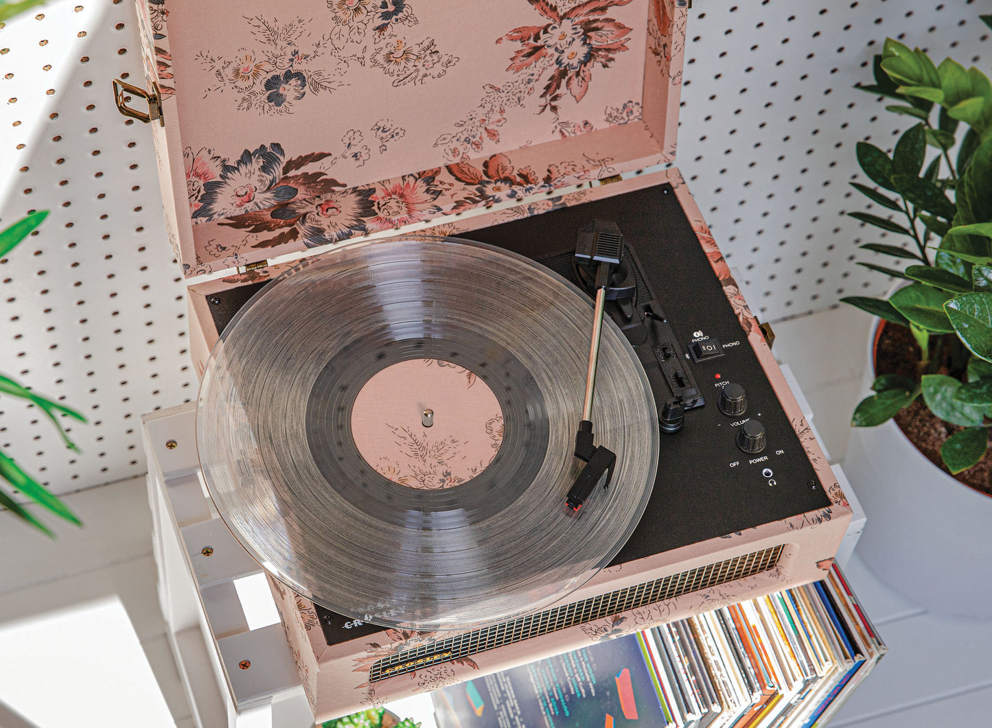 Voyager Portable Turntable (Floral)- Now With Bluetooth Out