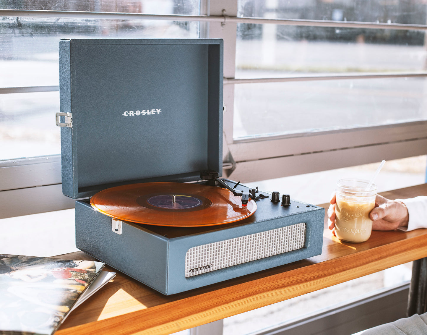 Voyager Portable Turntable (Washed Blue)- Now With Bluetooth Out