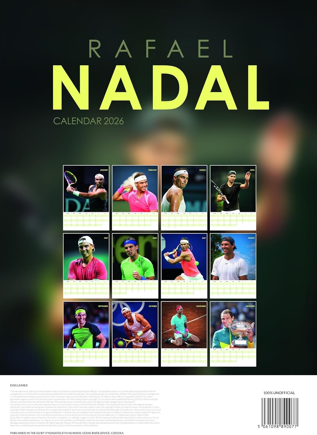 Rafael Nadal 2026 Unofficial Calendar