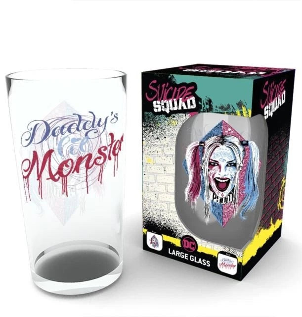 Suicide Squad Harley Quinn Face Large Glass