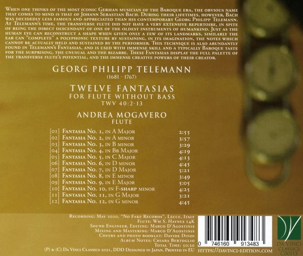 Telemann: Twelve Fantasias For Flute Without Bass Twv 40:2-13