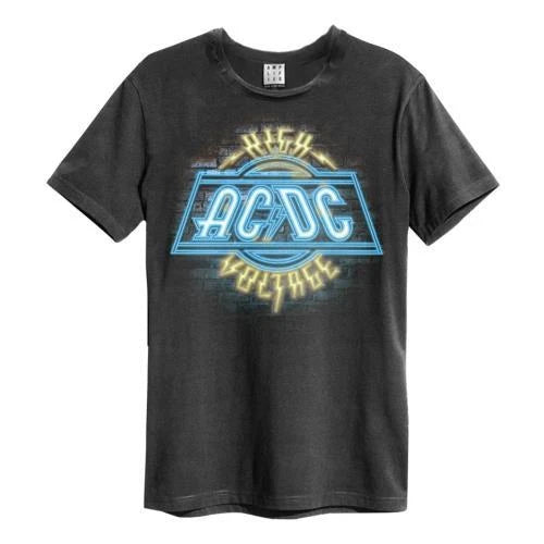 AC/DC - High Voltage Neon Amplified Small Vintage Charcoal T Shirt