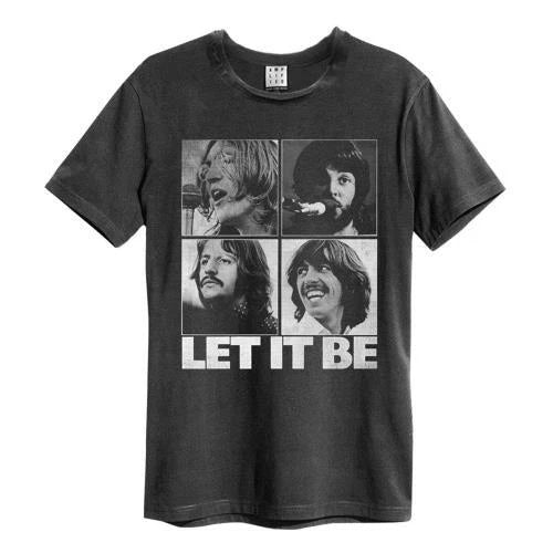Beatles - Let It Be Amplified Vintage Charcoal Large T Shirt