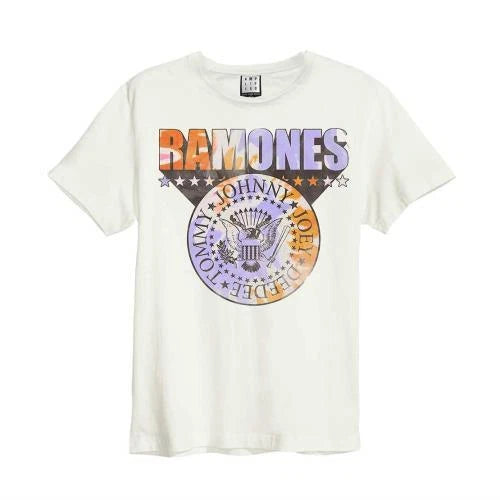 Ramones - Tie Dye Shield Amplified Vintage White X Large T Shirt