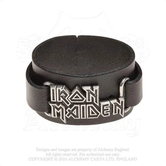 Iron Maiden Logo Leather Wriststrap Bracelet