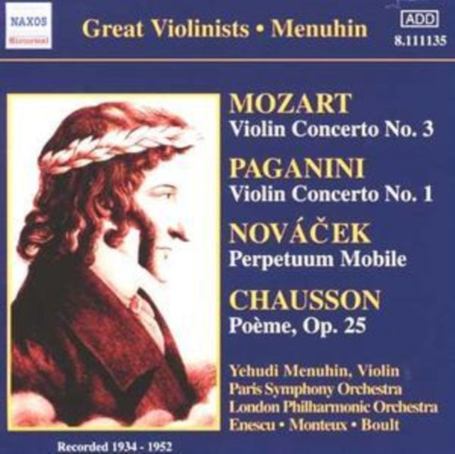 Violin Concertos (Menuhin, Paris So, Lpo, Enescu)