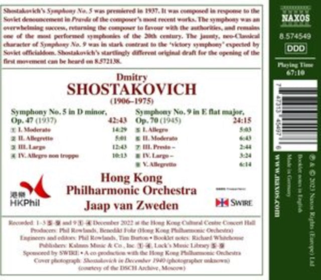 Shostakovich: Symphonies Nos. 5 and 9