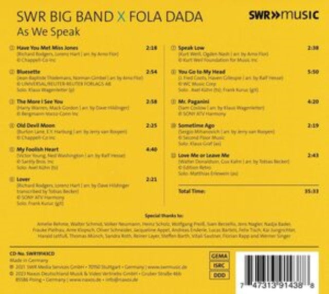 SWR Big Band X Fola Dada: As We Speak