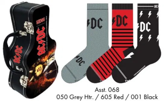 AC/DC Socks 3 Pack In Guitar Tin (One Size)