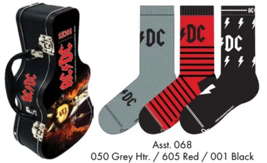 AC/DC Socks 3 Pack In Guitar Tin (One Size)