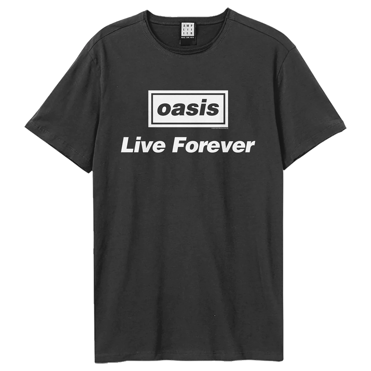 Oasis Live Forever Title Amplified Vintage Charcoal XX Large T Shirt