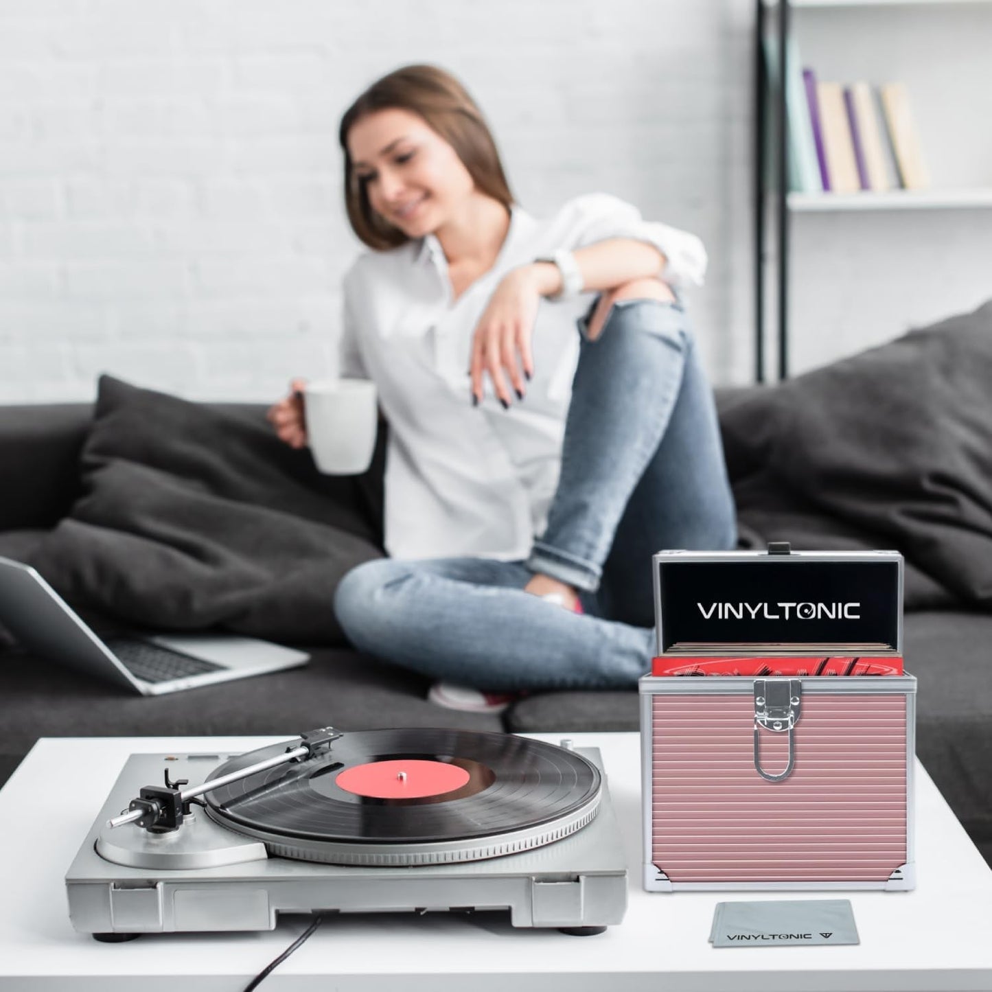Vinyl Tonic 7 Inch Vinyl Storage Case With Cloth Rose Gold