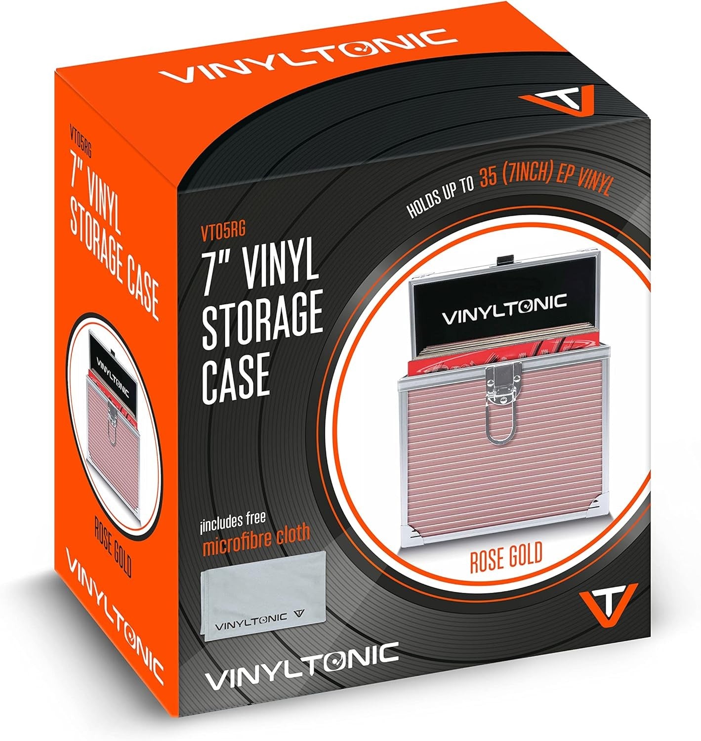 Vinyl Tonic 7 Inch Vinyl Storage Case With Cloth Rose Gold