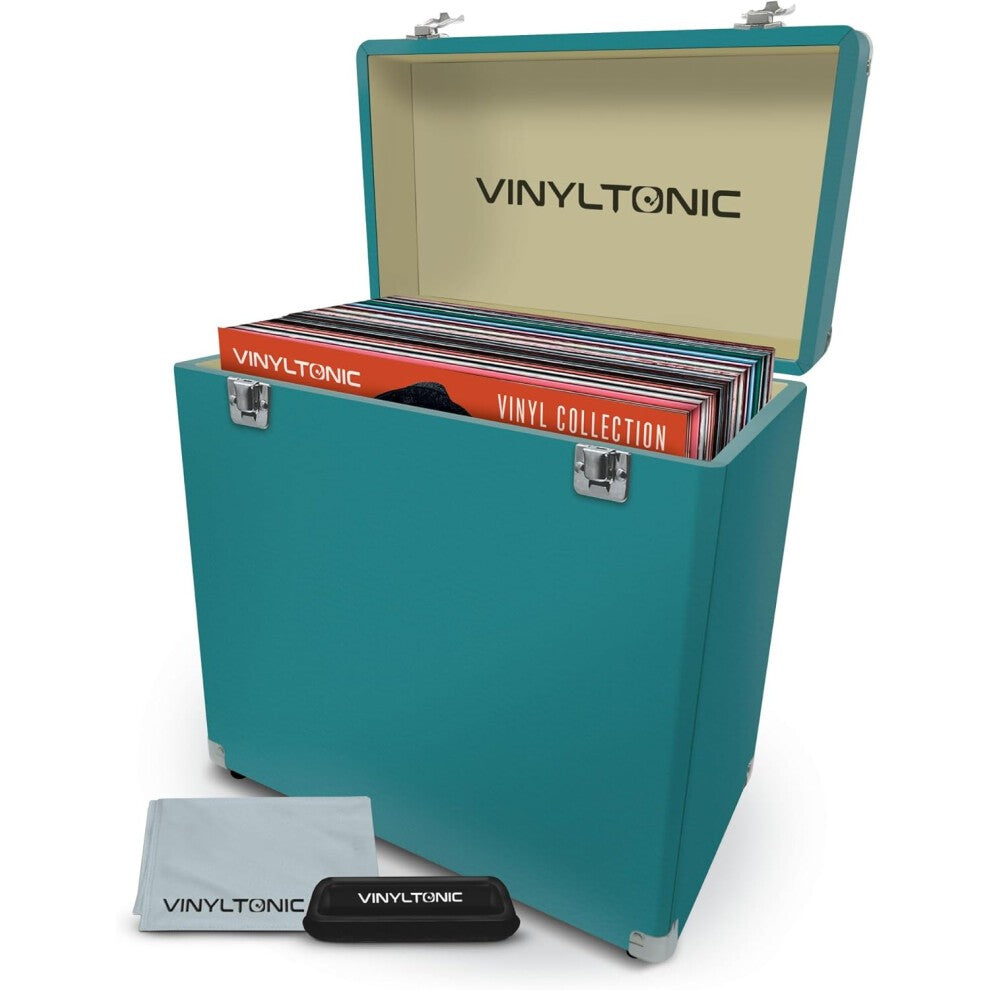 Vinyl Tonic Pu Leather LP Case Turquoise (With Velvet Brush & Microfibre Cloth)