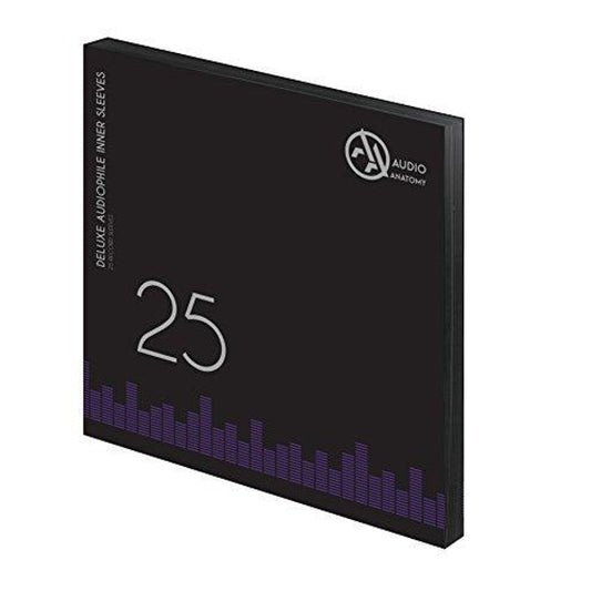 25 BLACK LP - 12 Inch Inner Sleeves Audiophile DeLuxe Poly-Lined double center hole