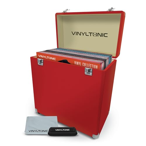 Vinyl Tonic Pu Leather LP Case Red (With Velvet Brush & Microfibre Cloth)
