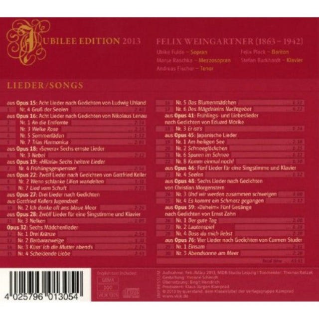Felix Weingartner: Lieder