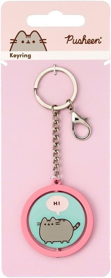 Pusheen The Cat Pink & Blue Hi . Bye Spinning Keyring