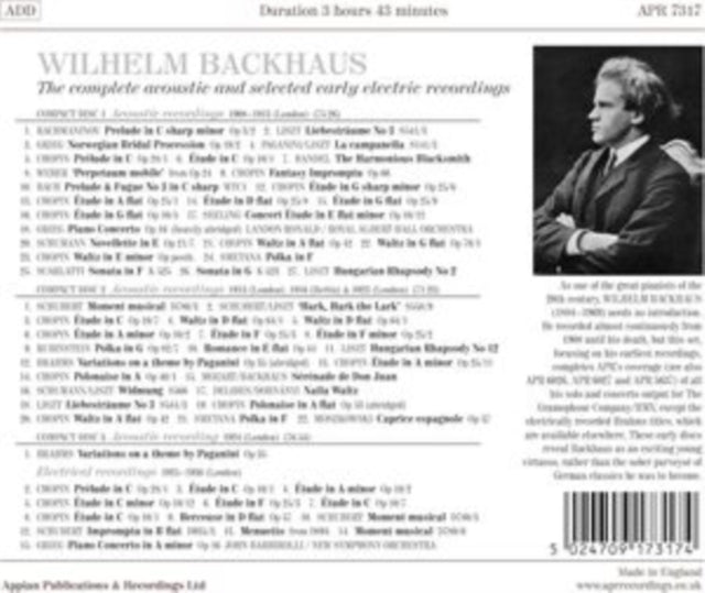 Wilhelm Backhaus: The Complete Acoustic and Selected Early...
