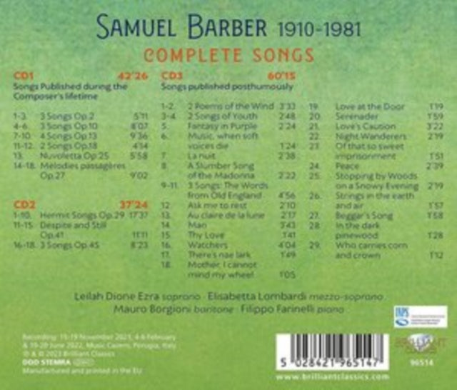 Samuel Barber: Complete Songs