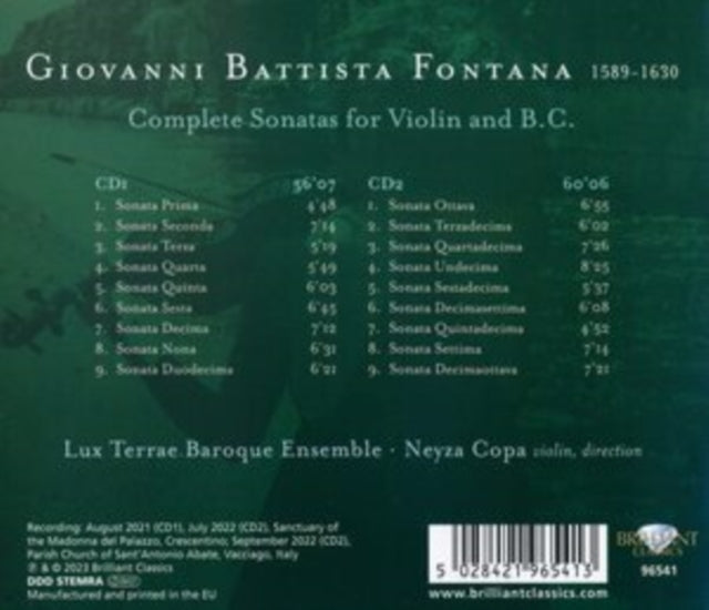 Giovanni Battista Fontana: Complete Sonatas for Violin and B.c.