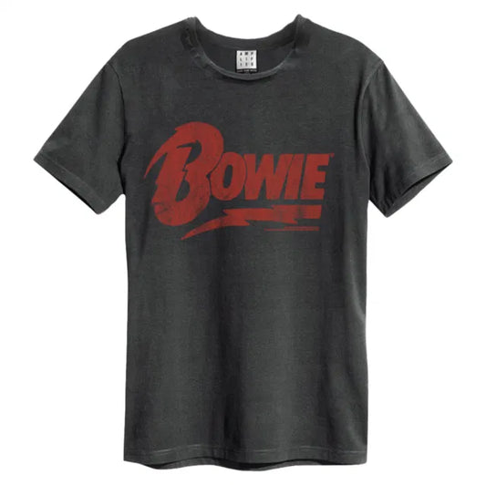 David Bowie - Logo Amplified X Large Vintage Charcoal T Shirt